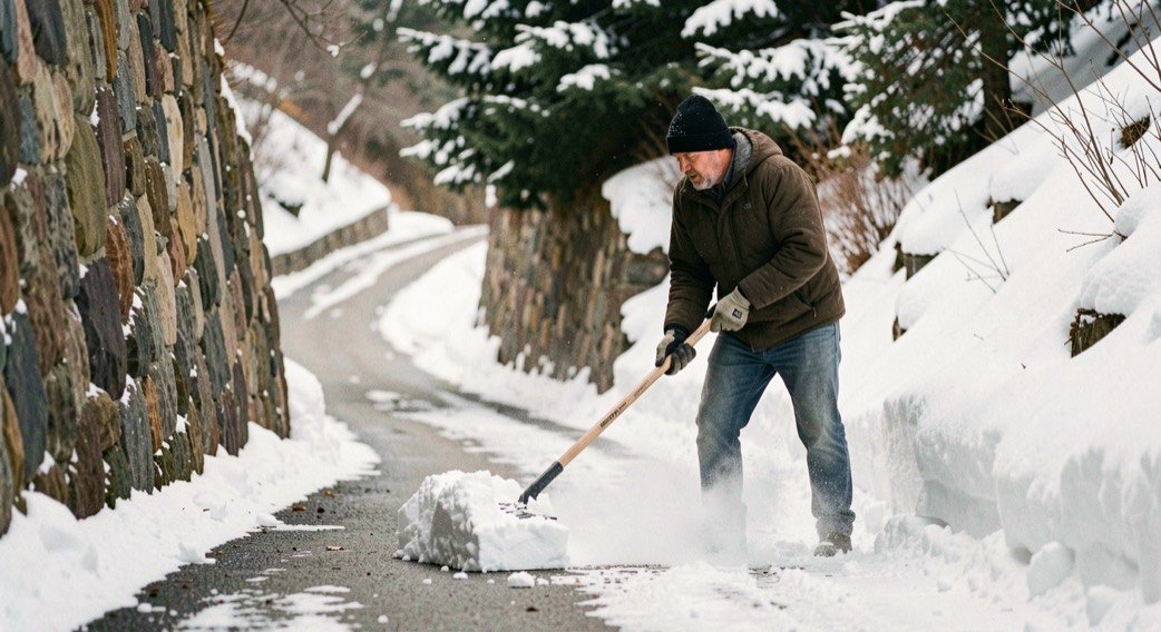 Detailed editorial view of snow removal